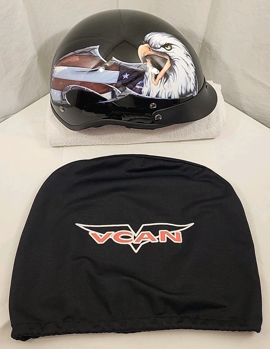 VCAN half helmet XL model 531UDXL Eagle patriotic with cloth cover