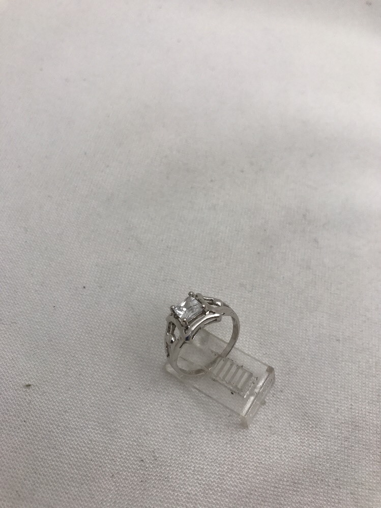 Sterling Silver .925 5mm Square Solitaire Ring Engagement