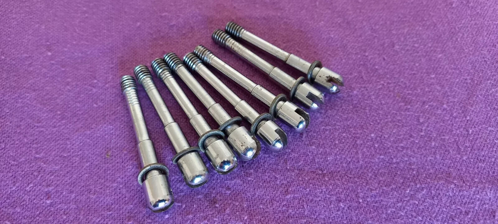 EIGHT Vintage Premier Elite pattern TWO inch SLOTTED tension rods with washers