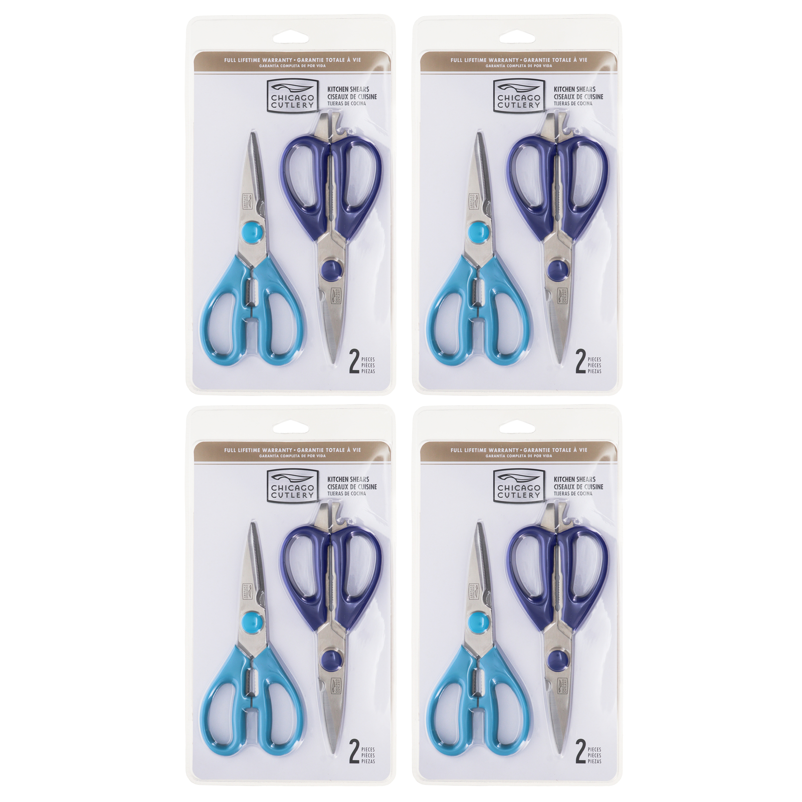 Chicago Cutlery 2 Piece Kitchen Shears in Blueberry and Blue Frost (4-Pack) | H