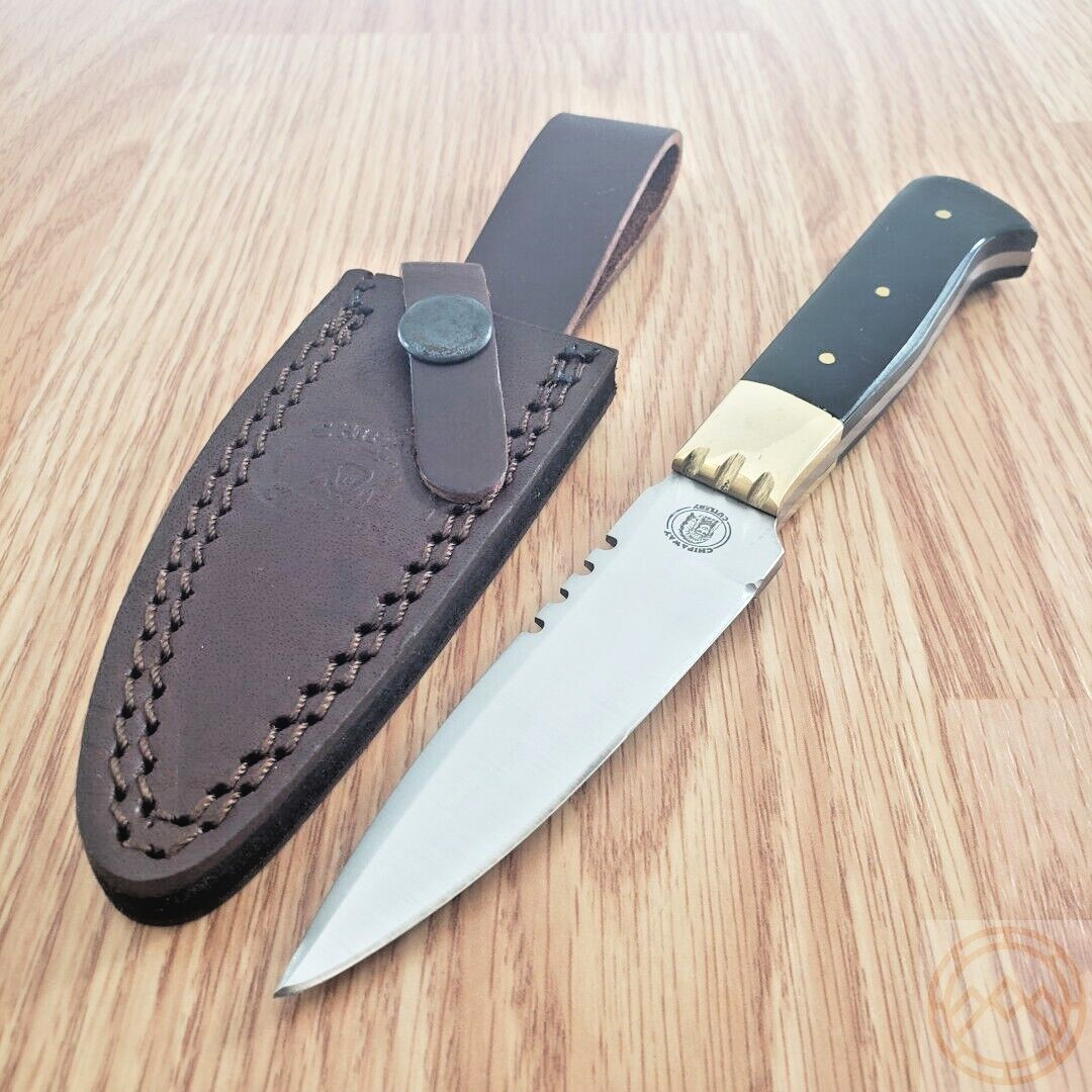 Frost Cutlery Bowie Fixed Knife 3.5" Stainless Full Blade Buffalo Horn Handle