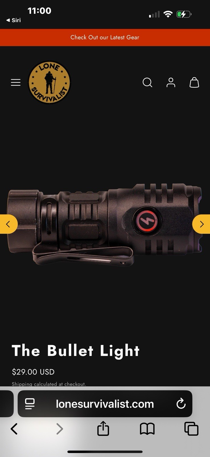 Lone Survivalist Bullet Mini Flashlight 1200 Lumens