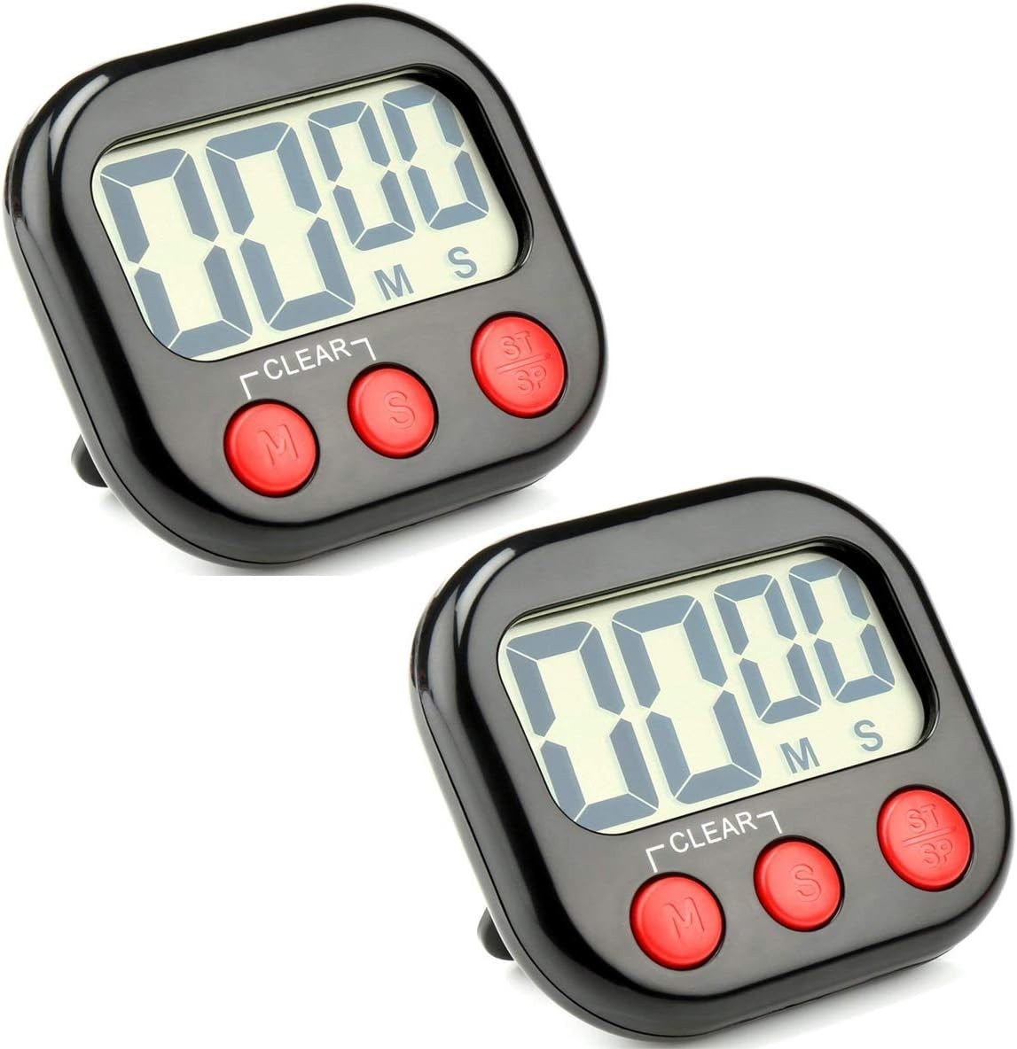 2 Pack Temporizador de cocina digital con alarma magnética, pantalla LCD grande