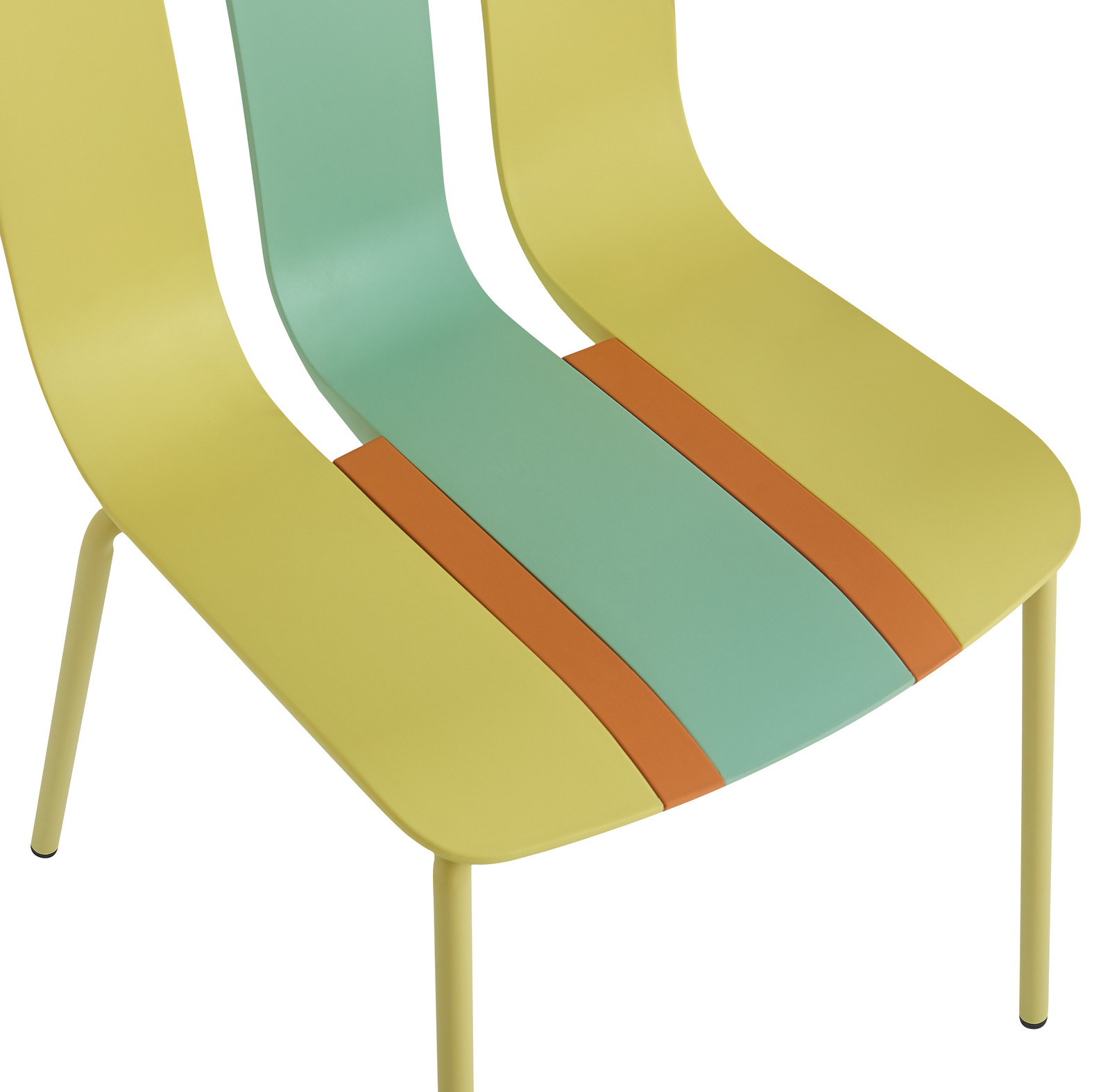 Color Block Outdoor Chairs, 4-Pack Set w/ Sturdy Metal Legs & PP Seats