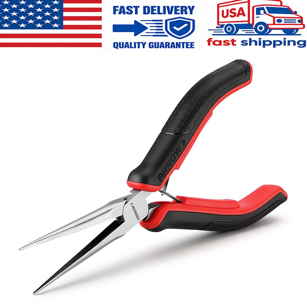 ARROW 6" Needle Nose Pliers Mini Long Nose Pliers Smooth Jaws for Jewelry Making