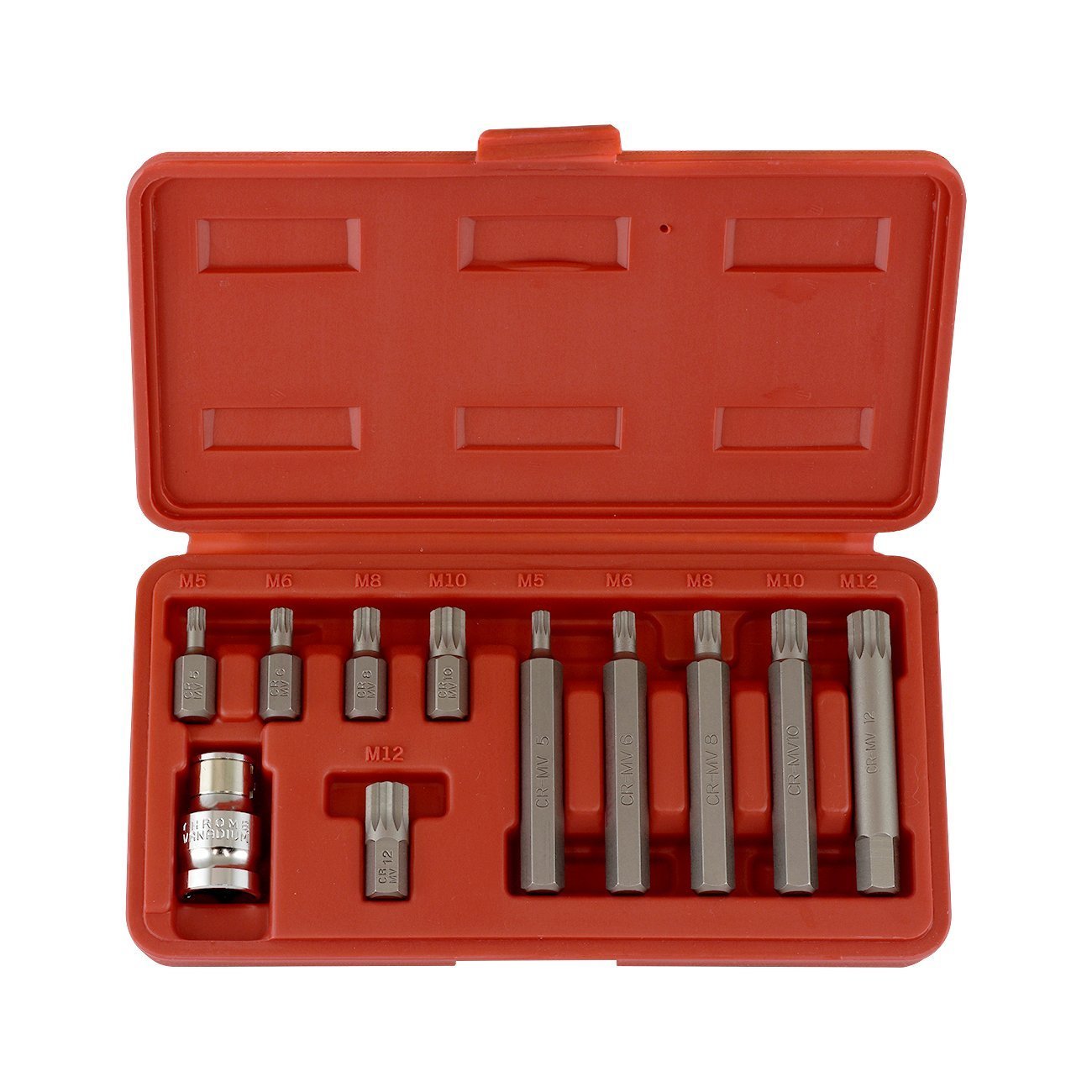 11pc XZN 12 Point Spline Socket Bit Set Hex Shank M5 M6 M8 M10 M12 NEW FREE SHIP
