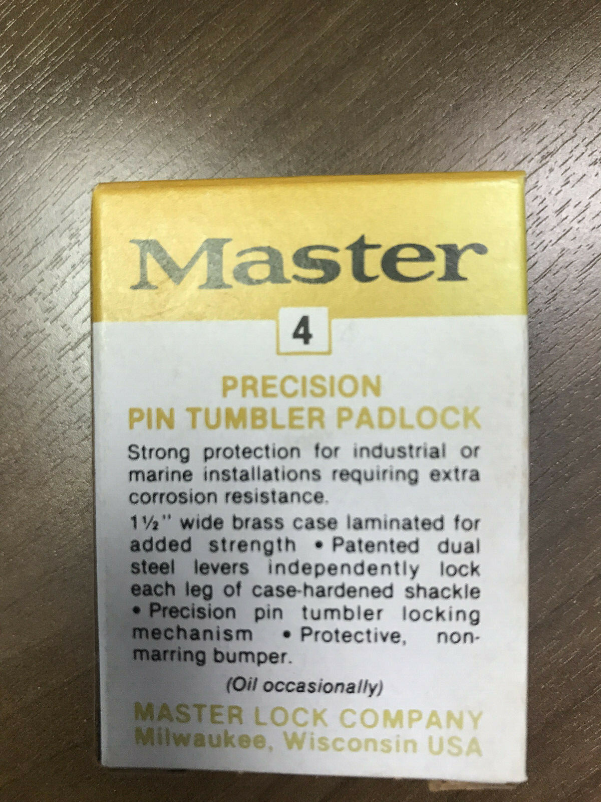 Master Lock Padlock #4, KA 3262, Brass Body & Shackle,
