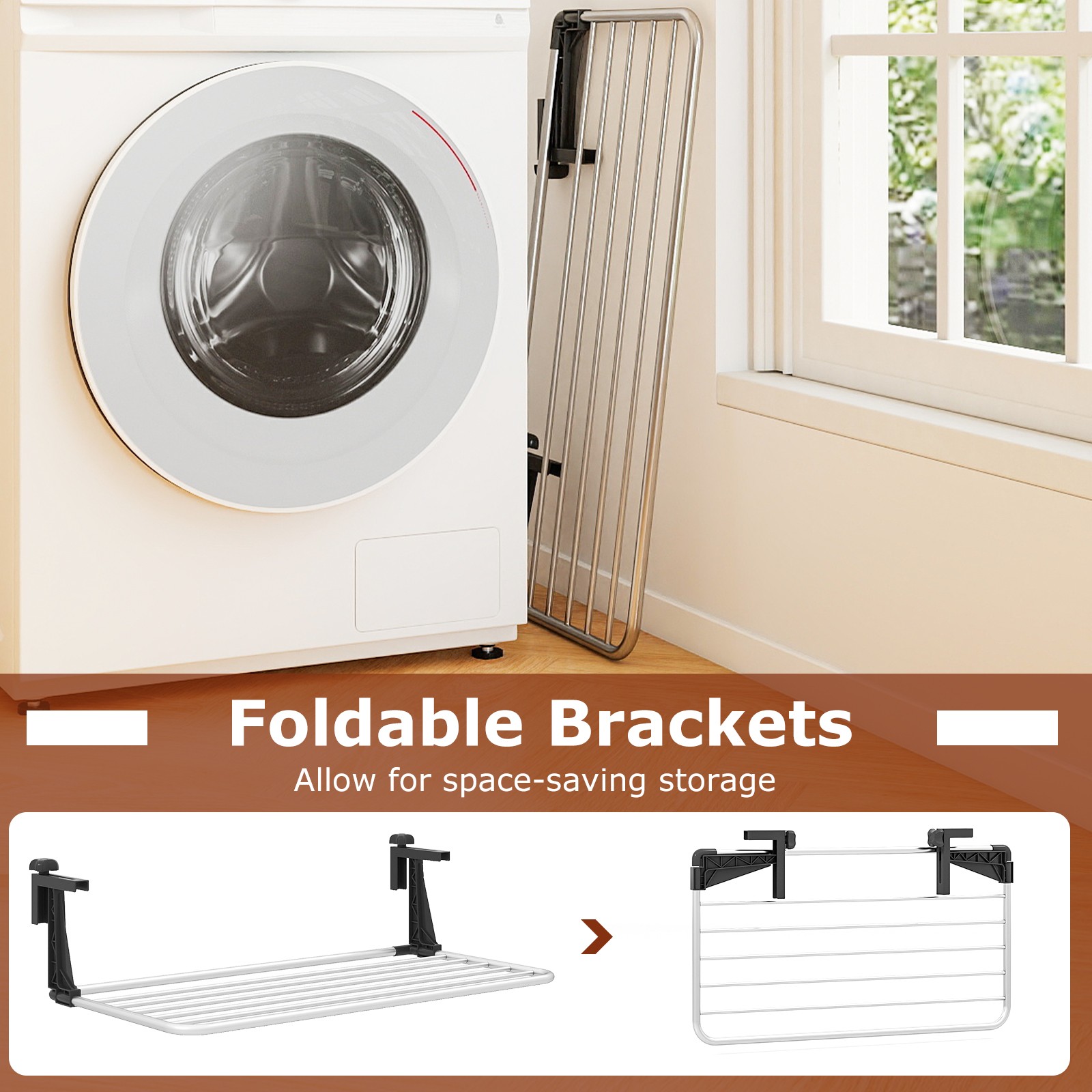Portable Clothes Drying Rack w/Adjustable & Foldable Brackets Radiator Airer