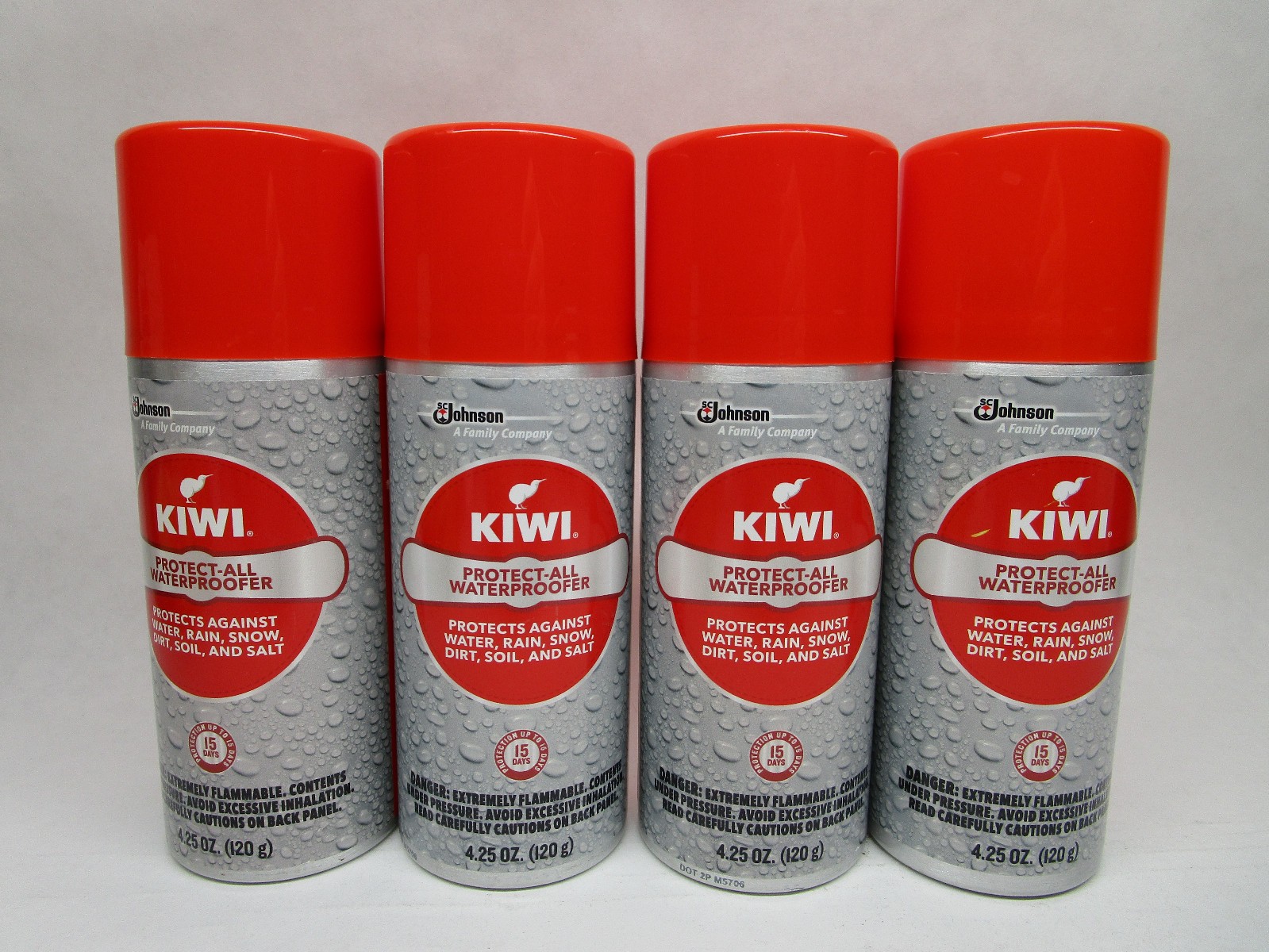 Lot of 4  Kiwi Protect-All 4.25oz Spray Waterproofer Shoes Fabric Weather Shield