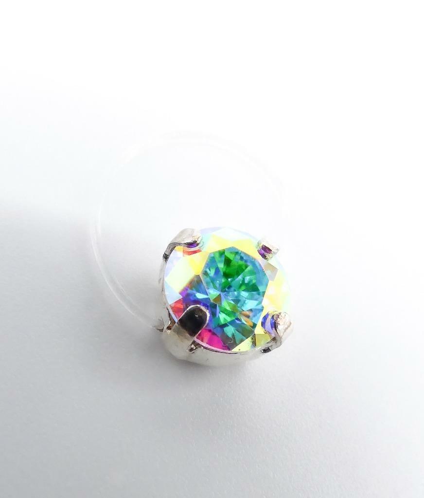 GLITZY Iridescent Aurora Borealis Fire Crystal Invisible Stretch PETITE Toe Ring