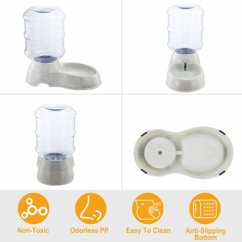 Automatic Water 1 Gallon Gravity Dispenser Dog Cat Pet Drinking Fountain Bowl