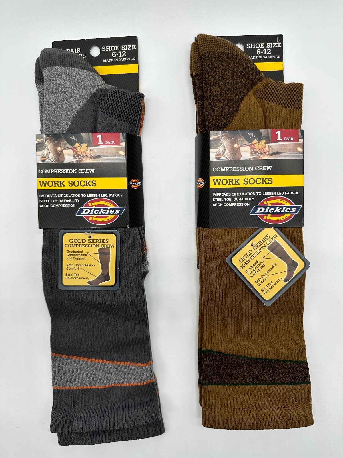 NEW ONE PAIR DICKIES MENS GRADUATED COMPRESSION WORK CREW NYLON SOCKS SIZE 6-12