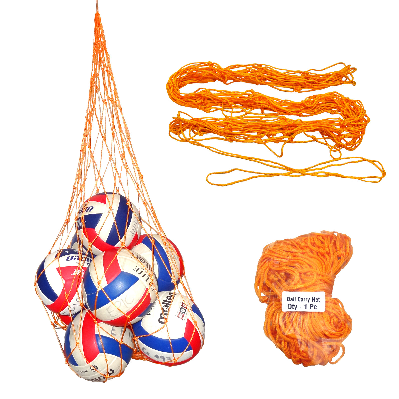 12-15 Ball Net, Nylon Mesh Net with Draw String - Carry Sports Soccer Balls