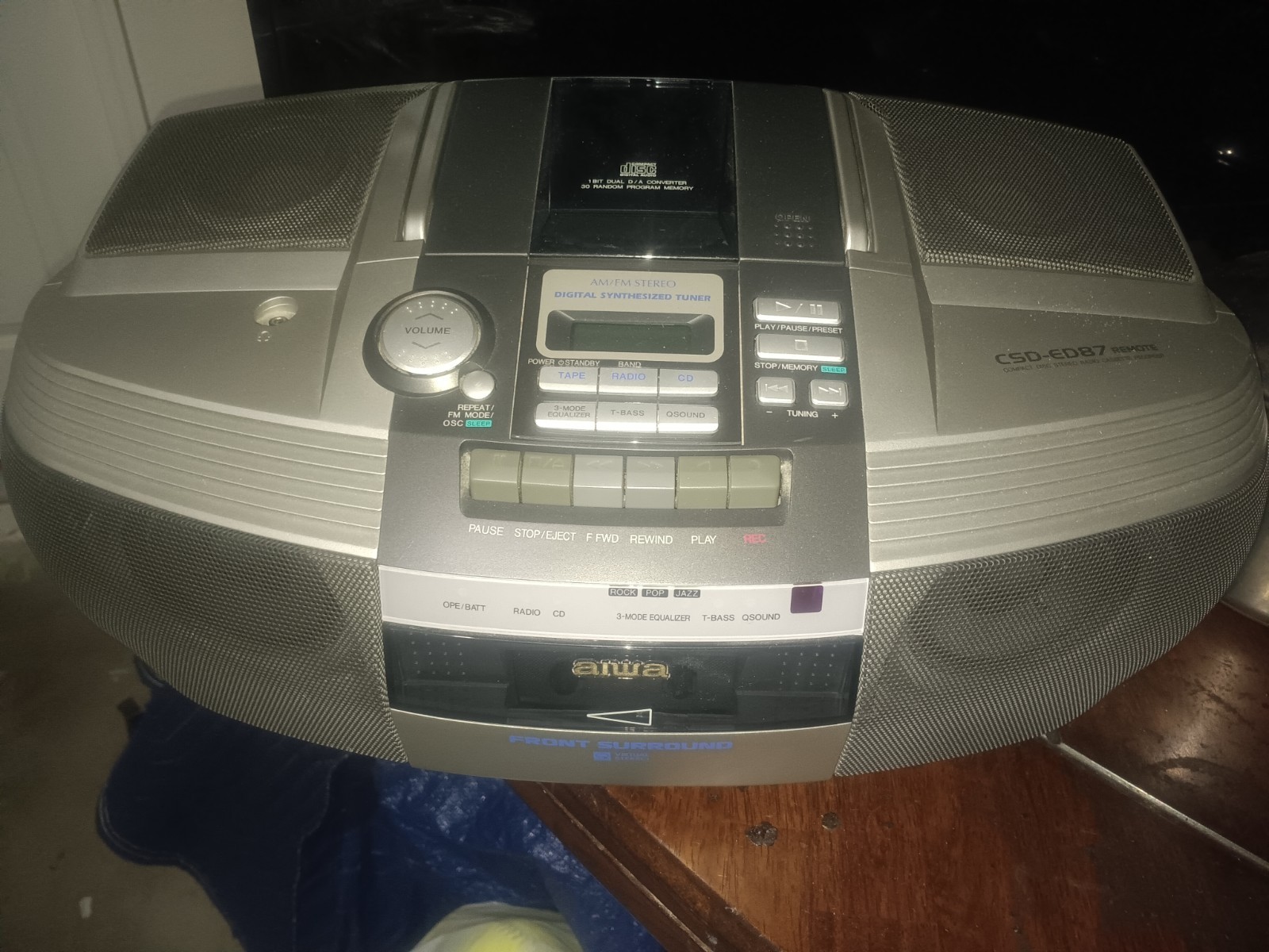 Aiwa CSD ED87U Boombox CD Cassette Radio Stereo Portable Vintage Tested Works