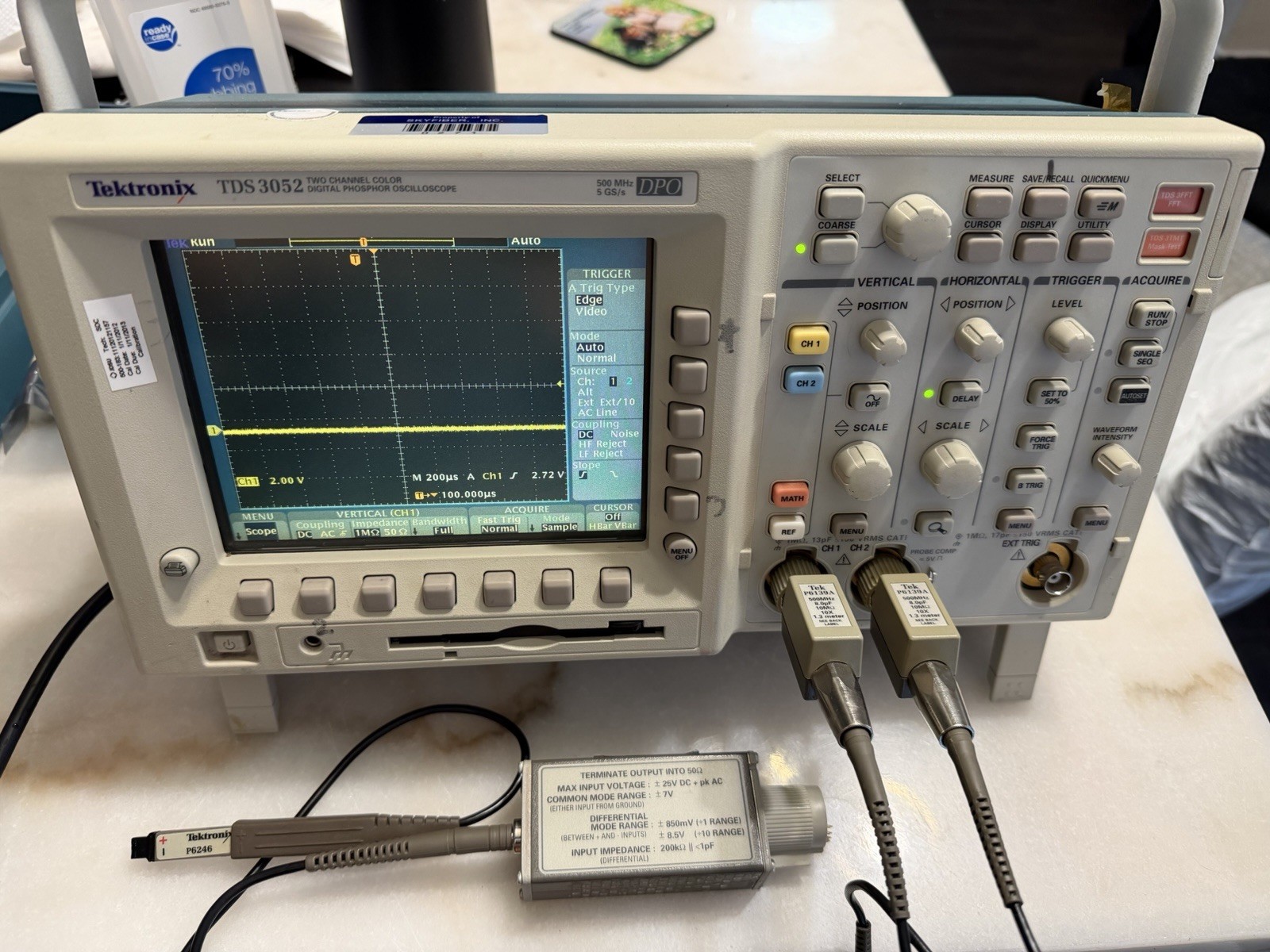 ⁠Tektronix TDS 3052 500MHz 5GS/Oscilloscope Diff Probe, 2x P6139A, Tds Modules