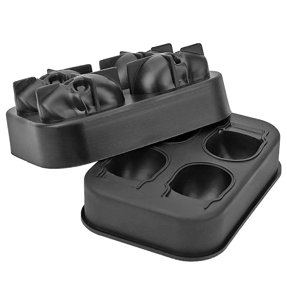CHIYAN 3D Skull 2pack Small ice mold, Black, 1.9" Skull, 2 Pack
