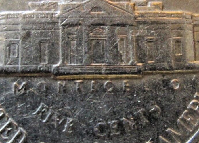 1995-P JEFFERSON, REVERSE GREASE STRIKE ERROR LAST "L", XF, CIRCULATED