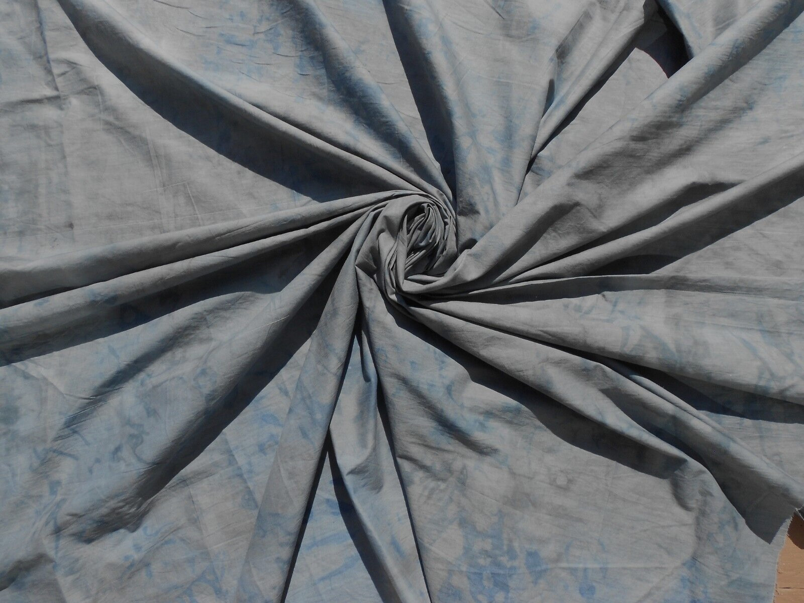 Army Muted Blue Tie Dye Fabric Cotton Hippie 70's Blues Quilt Craft 1.3YDS + Tai