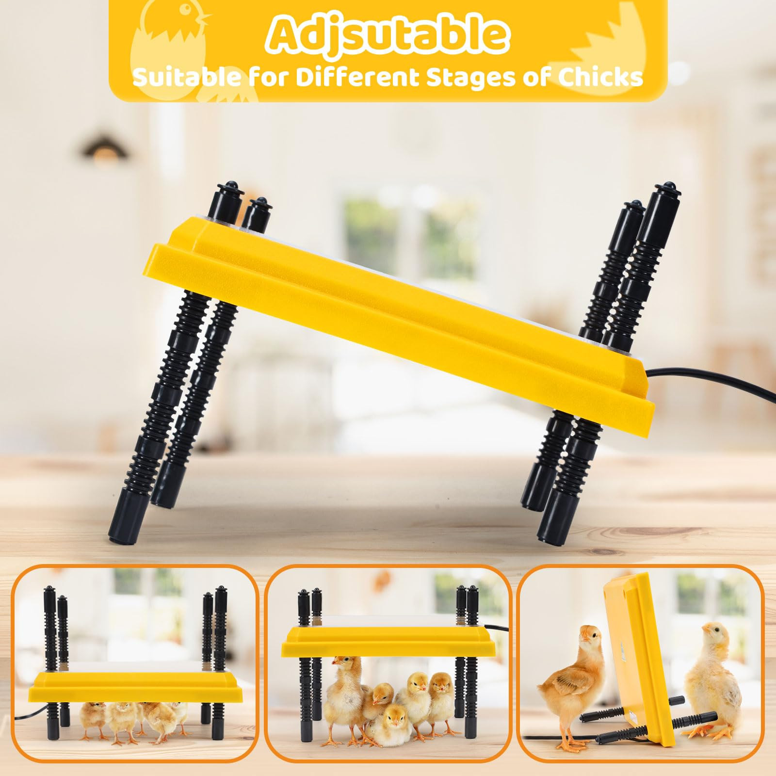 Brooder Heating Plate for Chicks Adjustable: with Bonus 12x12 Warmer with Eas...