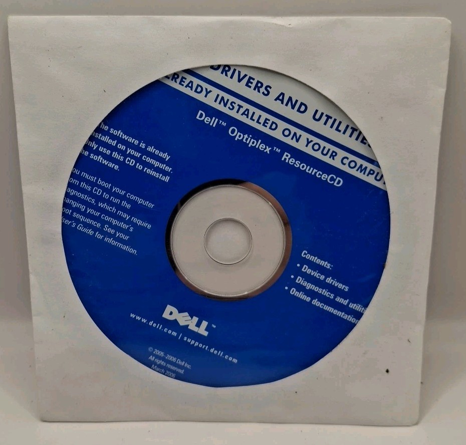 OEM Dell CD Optiplex PC UC450 0TC935 Drivers Utilities 330 740 745 755 Sealed
