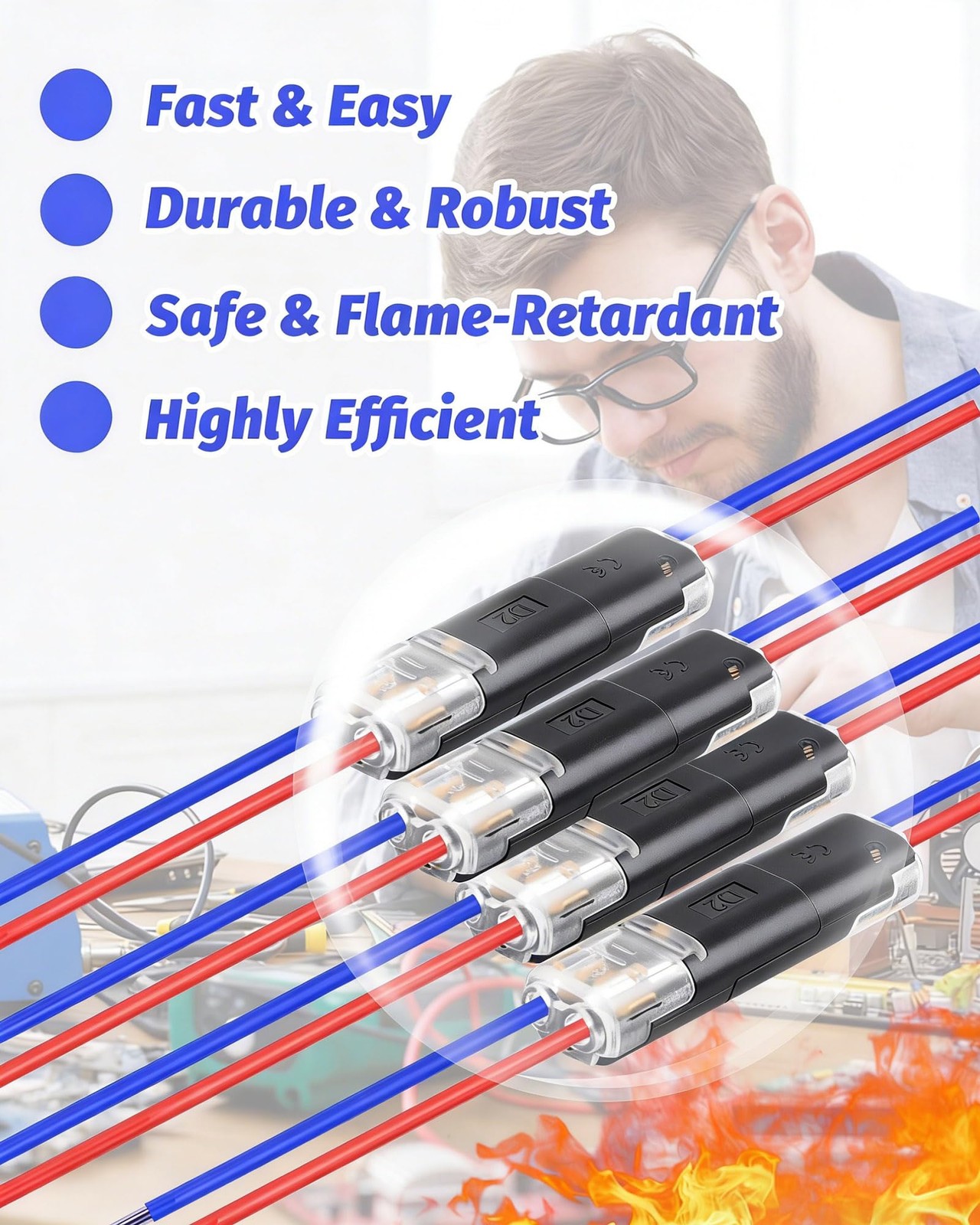 40PCS Pluggable Low Voltage Wire Connectors,Double Wire Plug in Connector wit...