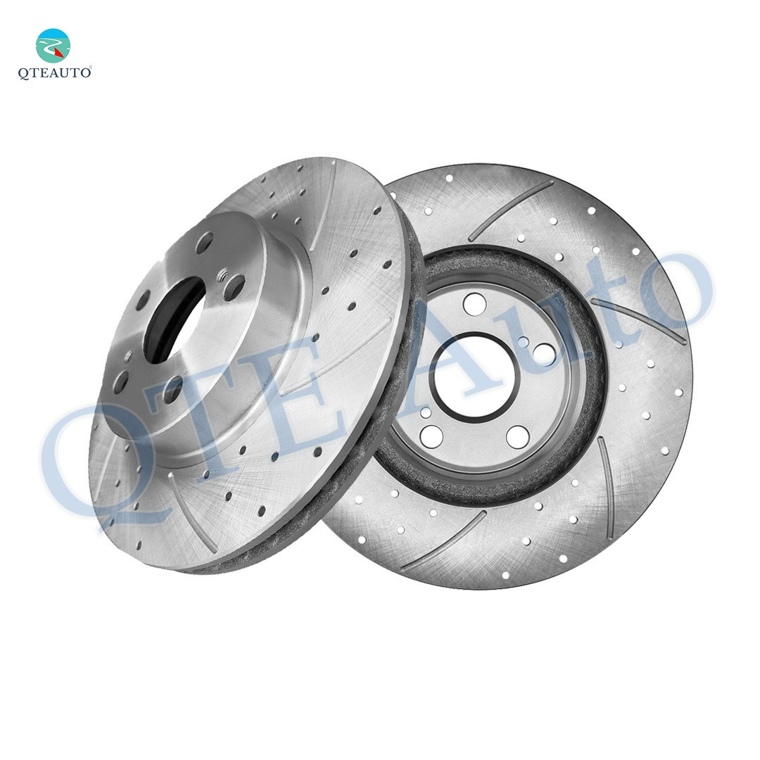 Front Drilled Slotted Brake Disc Rotors 255mm For 2004-2009 Toyota Prius