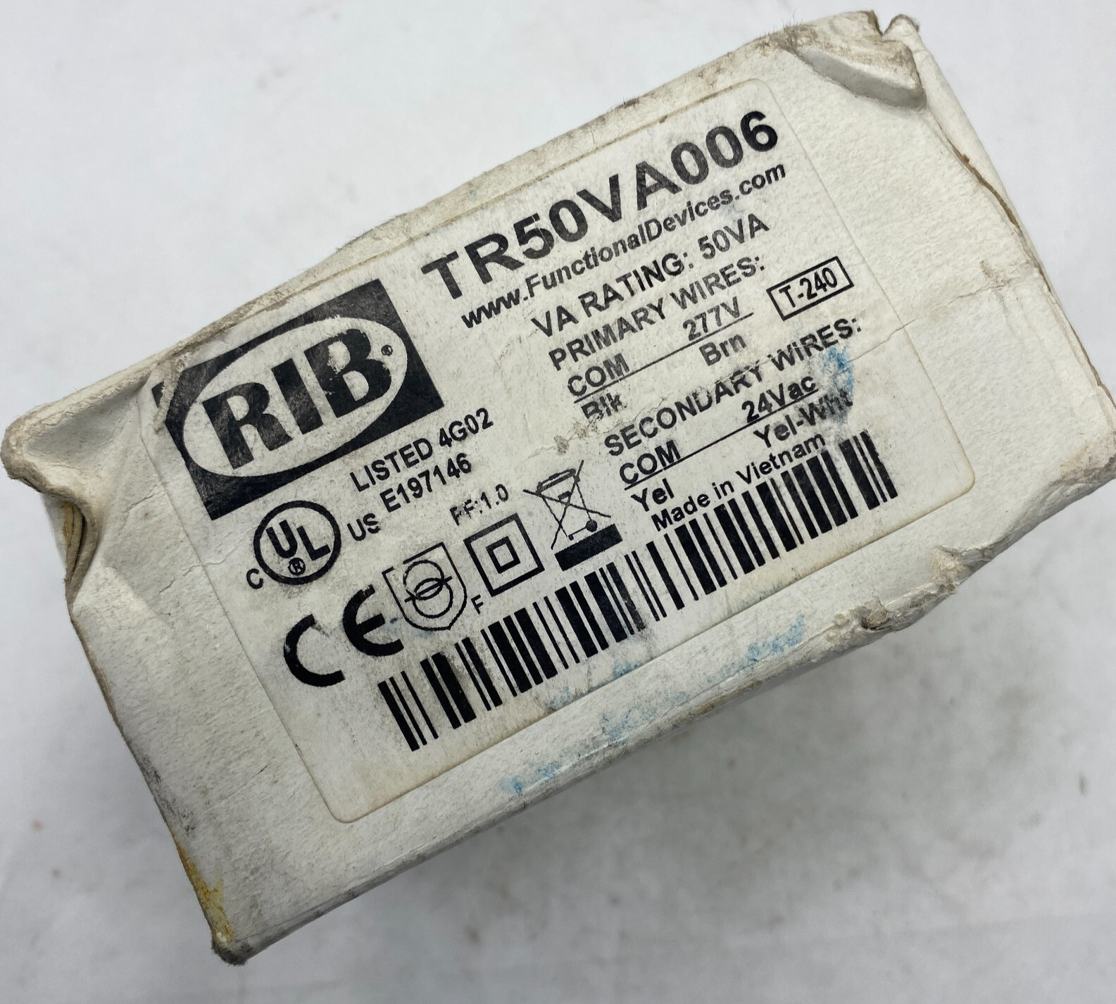 FUNCTIONAL DEVICES INC / RIB TR50VA006 Class 2 Transformer, 277V, 50 VA