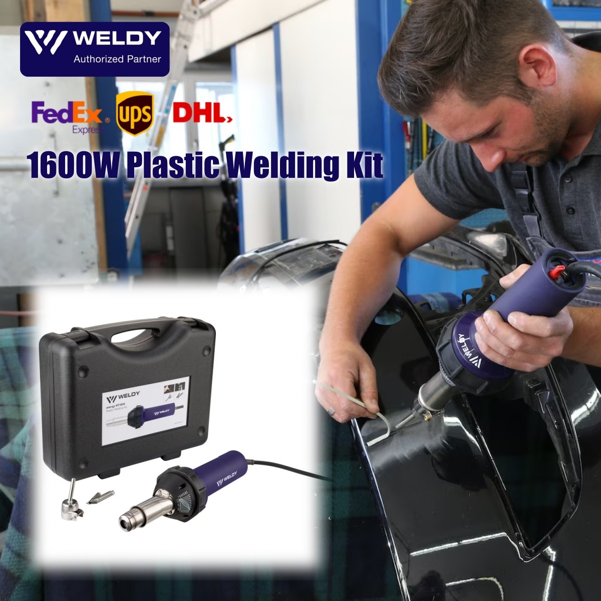 USA - WELDY 120V 1600W Plastic Welding Kit Welding Torch Heat Gun Roofing Welder