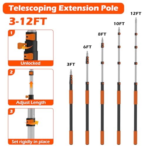 High Ceiling Duster Kits with 3-12FT Adjustable Pole - Includes Extra Long