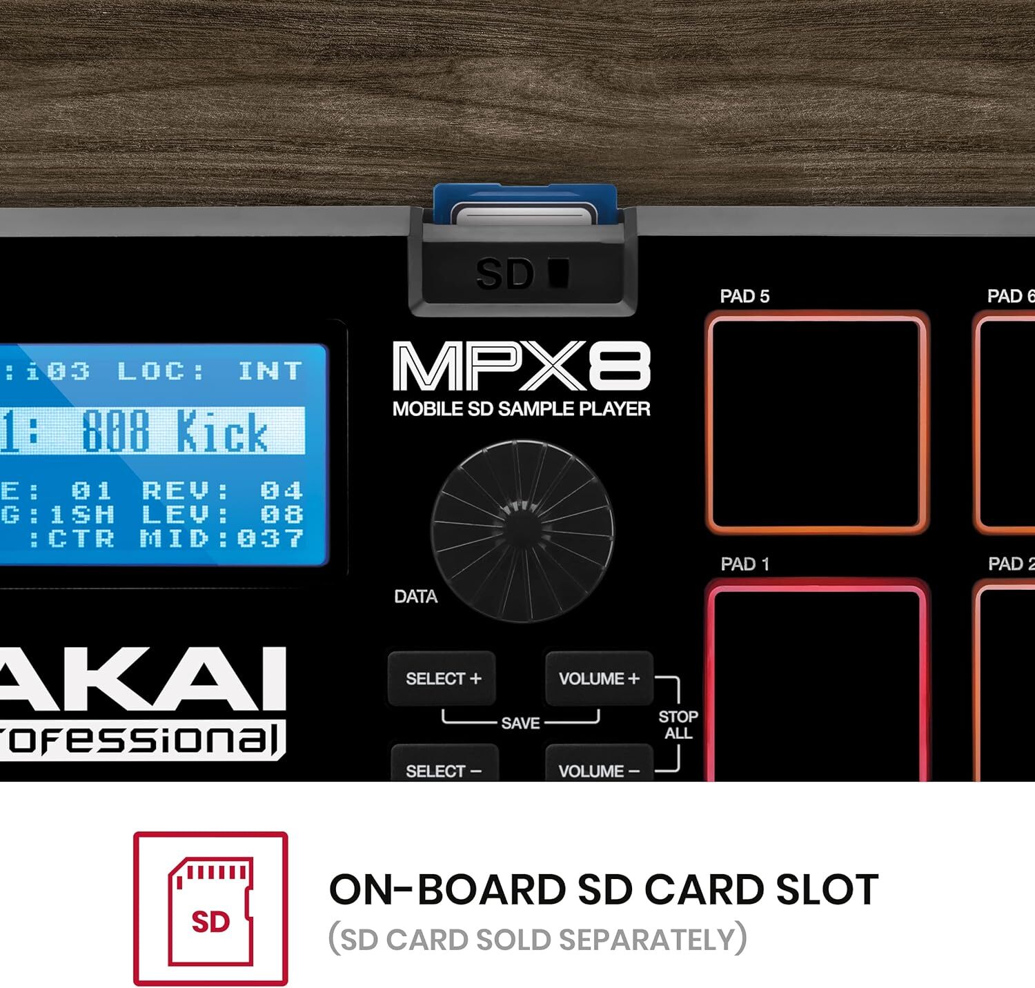 Akai Professional MPX8 Sampler 8 Pad Finger Drum Machine