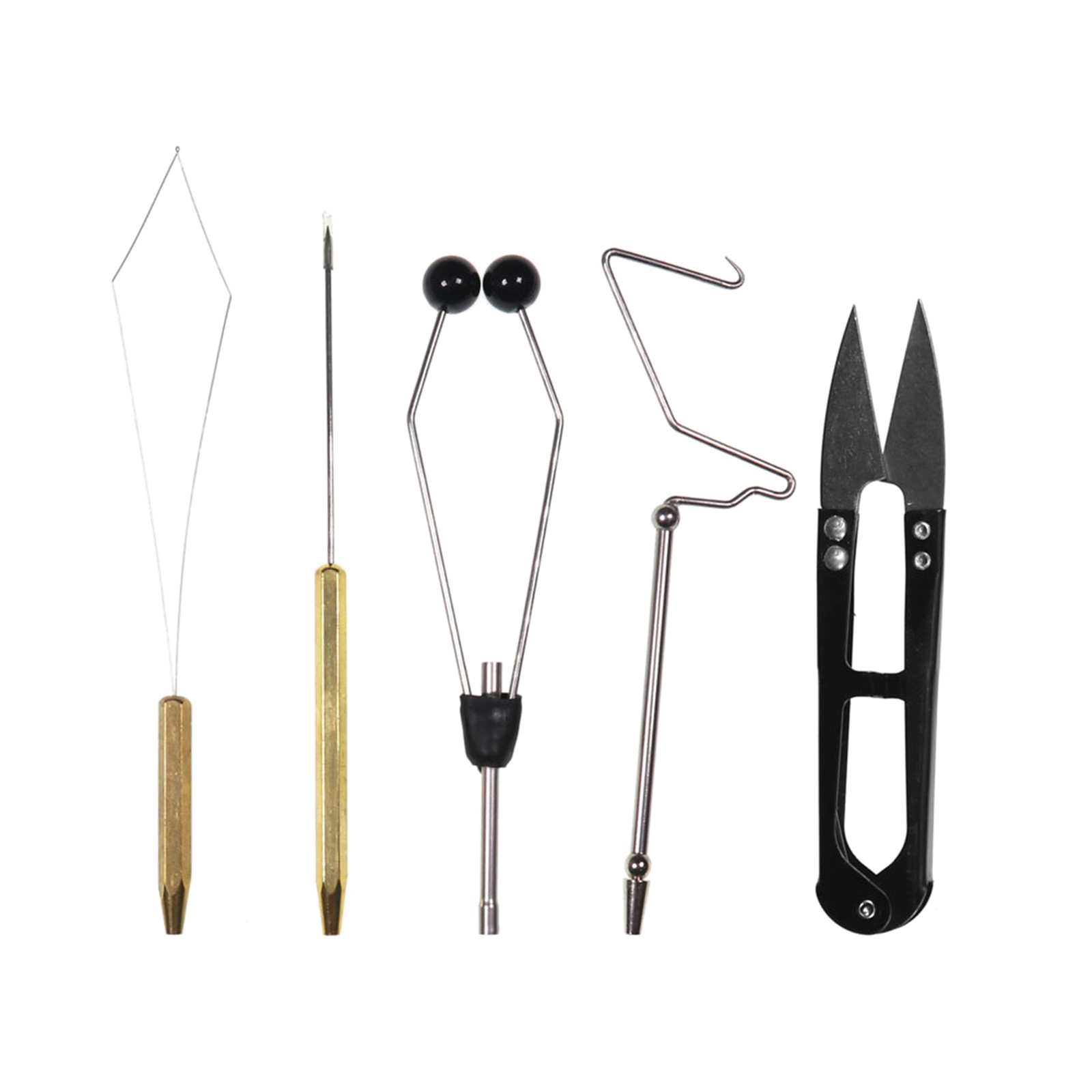 5pcs Fly Tying Tools Combo Bobbin Holder Needle Threader Whip Finisher Scissors