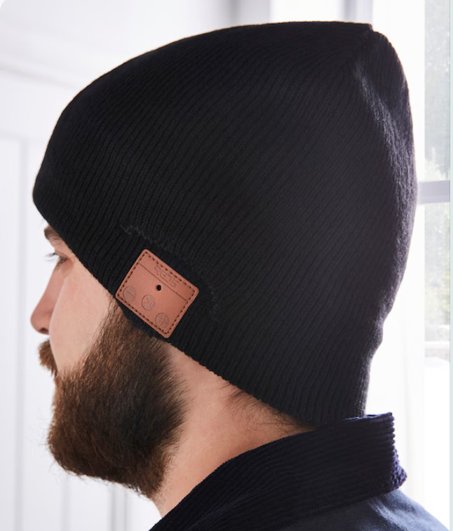 Wireless BT Earmuffs Woolen Hat, Rechargeable, Wireless (Black)