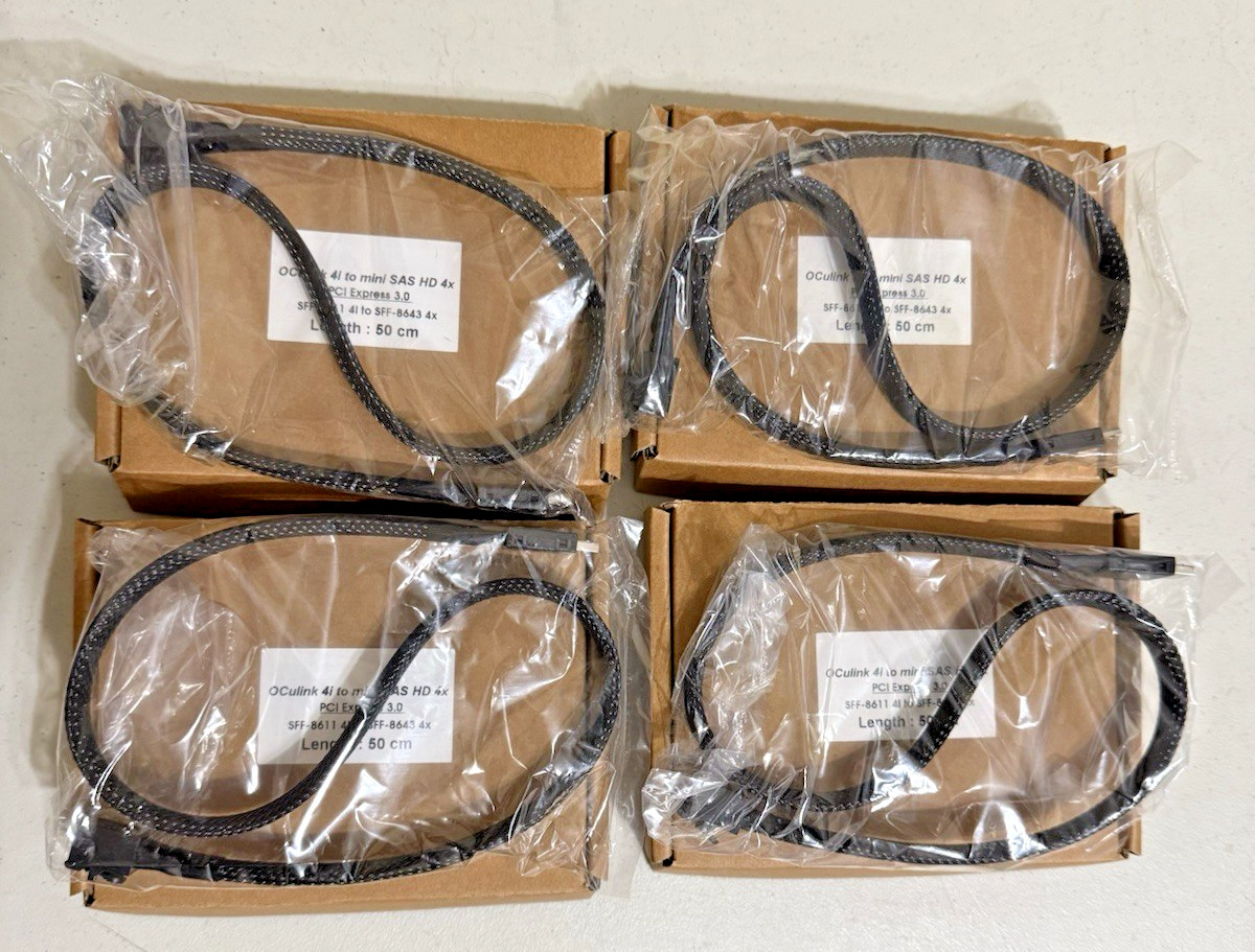 4-Pack OCuLink SFF-8611 to Mini-SAS HD SFF-8643 PCIe 3.0 ~20in