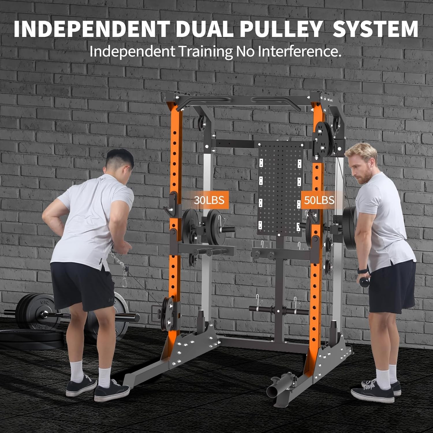 Power Rack with LAT Pulldown Dual Pulley System Squat Cage Home Gym 2000 lbs