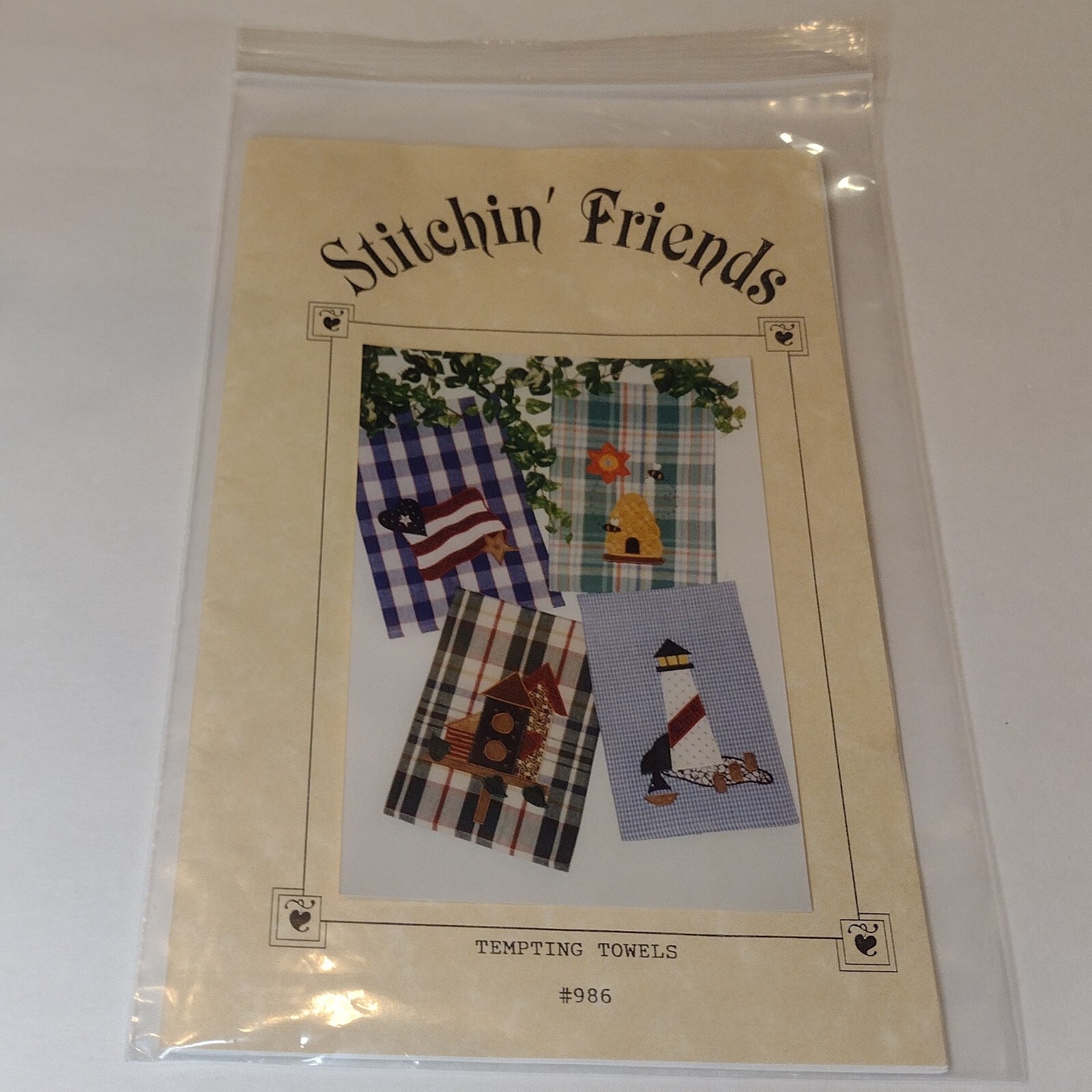 Stitchin' Friends Tempting Towels Applique Pattern Four Designs VTG 1998 Uncut