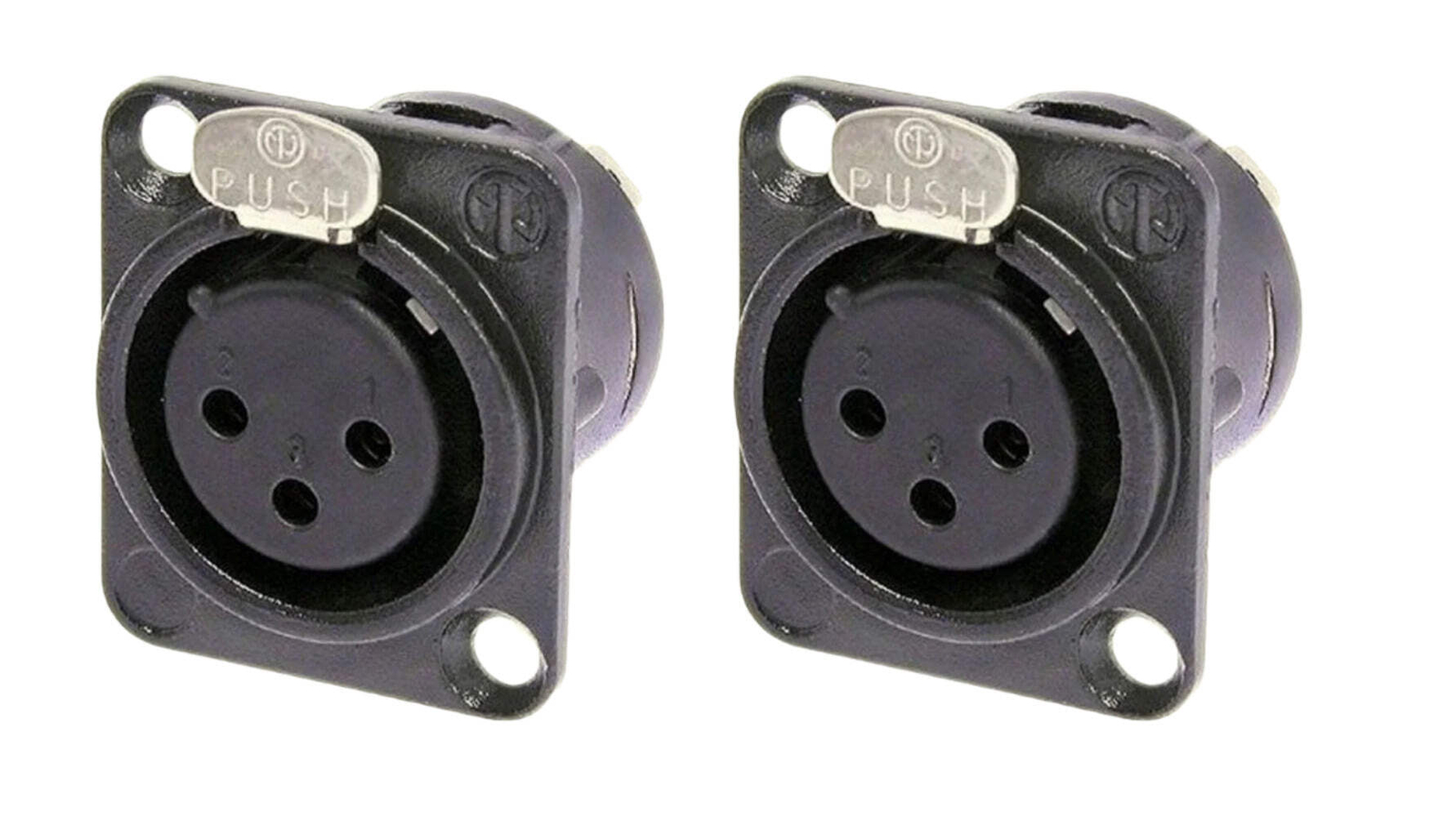 (2 PACK) NEUTRIK NC3FD-L-B-1 3-PIN XLR Female D Type Panel Mount - Black w/Gold