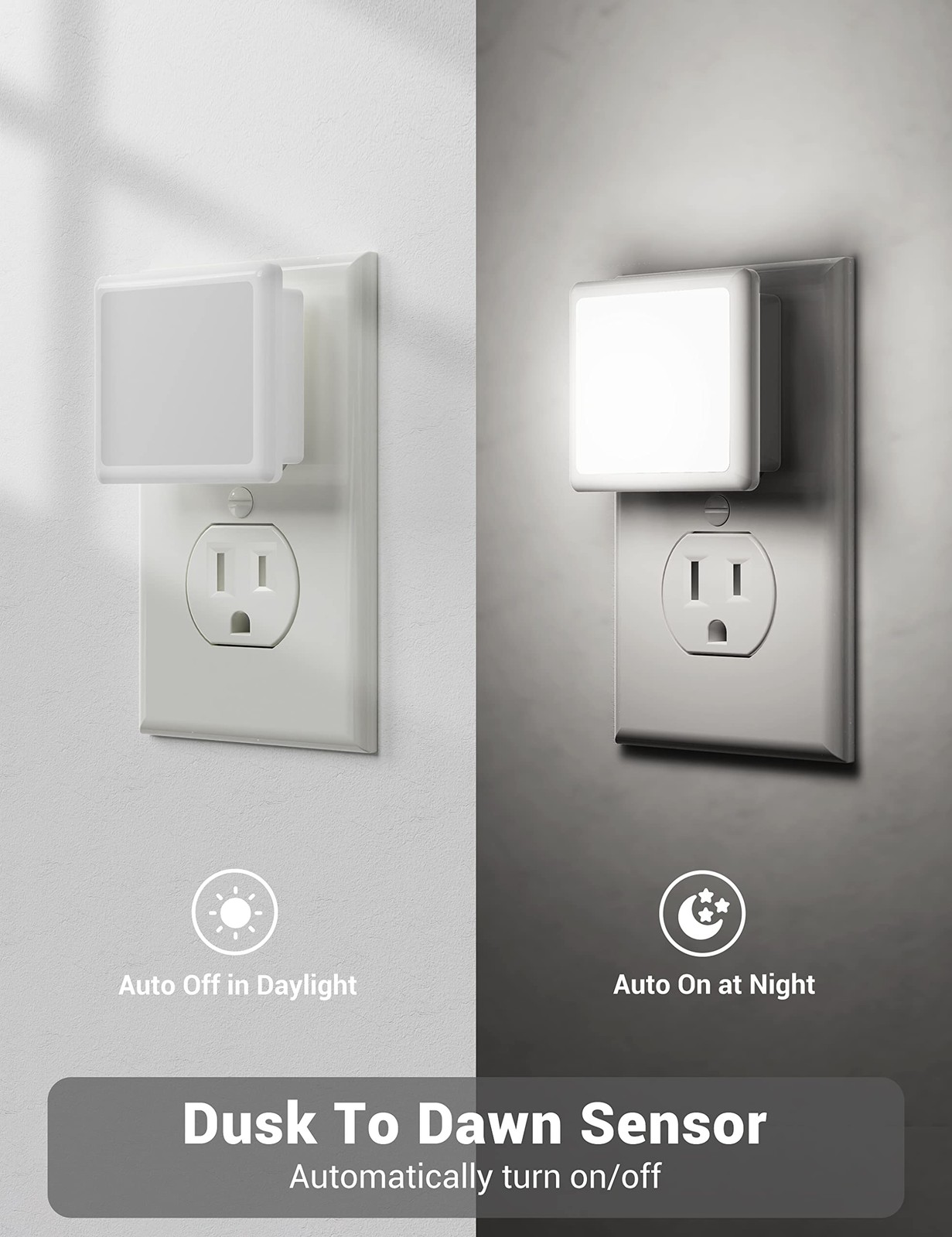 Night Lights Plug Into Wall Led Night Light With Light Sensors2 Pack 5000k Bri