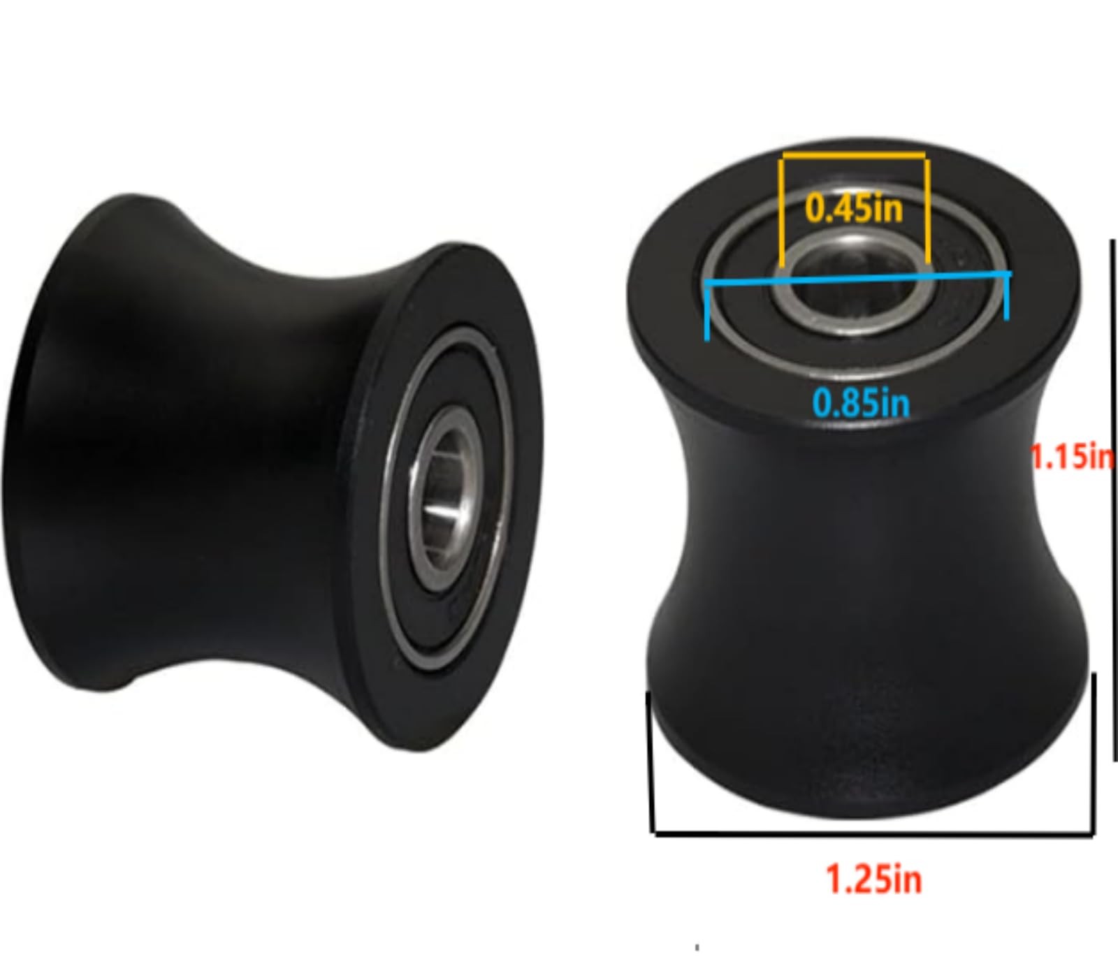 4 Black Wheels Rollers, Total Gym Replacement, Fits DLX, 2500, 3000, 4000