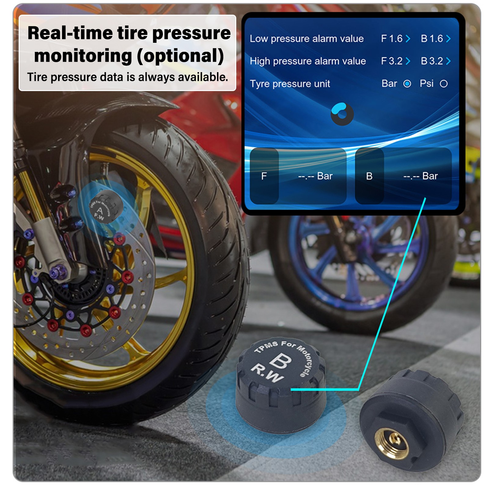 6.25" Waterproof Touch Screen Motorcycle Wireless CarPlay Android Auto GPS TPMS