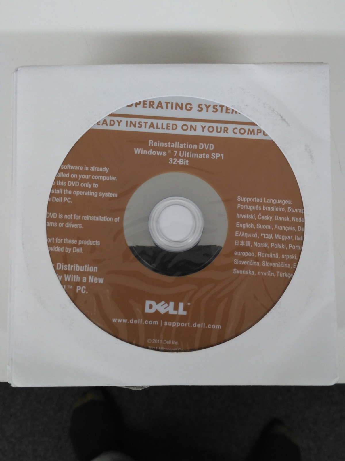 Dell Windows 7  Ultimate 32 Bit Reinstallation SP1 DVD Disc SEALED!