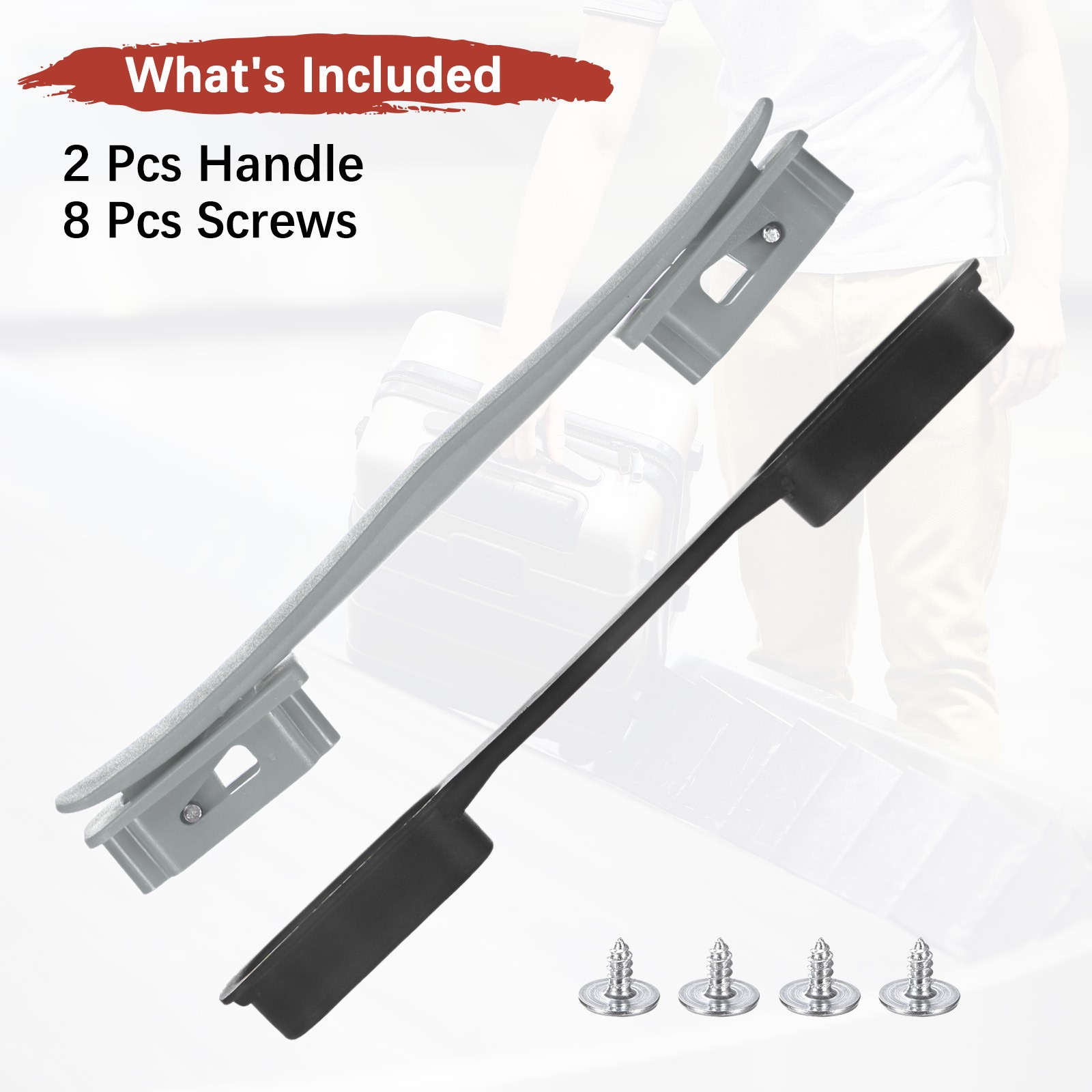 2PCS Luggage Replacement Handle for Suitcase - [Silver-Grey-8.5IN]