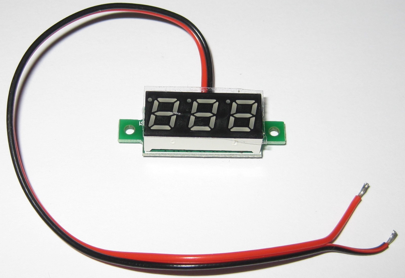 Self Powered DC Panel Mount Mini Voltmeter - 2.5 to 30 VDC Meter - Red .28" Digi