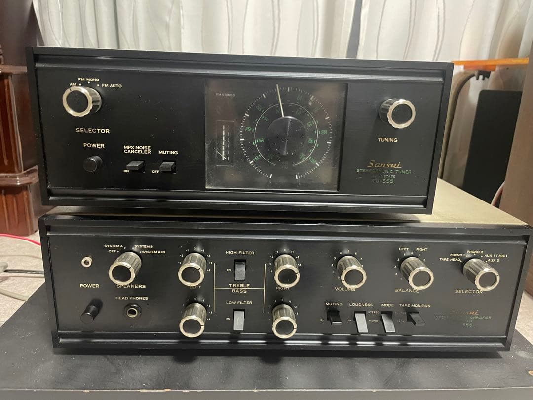 Sansui AU-555 Amplifier TU-555 Tuner Vintage 1970s Japan For Repair w/ Schematic