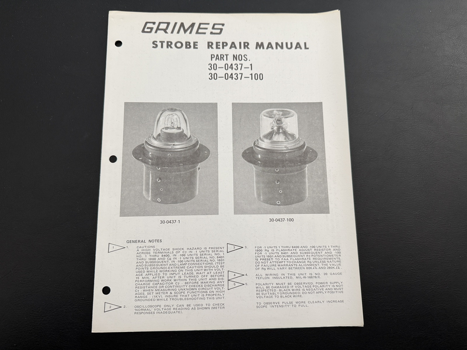 Grimes Strobe Repair Manual: Part Nos. 30-0437-1, 30-0437-100