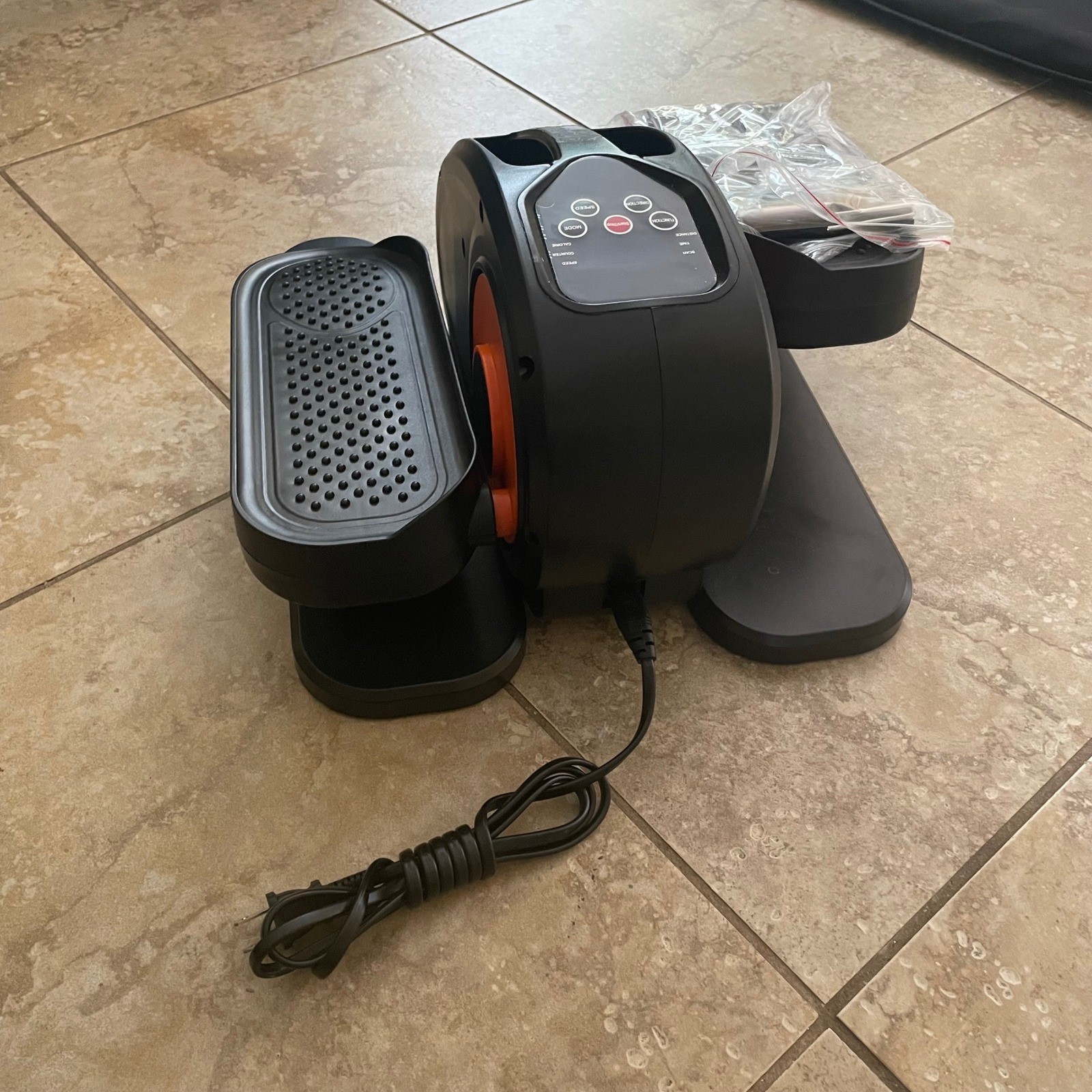 Electric Under Desk Elliptical Machine Seated Pedal Exerciser Black Orange