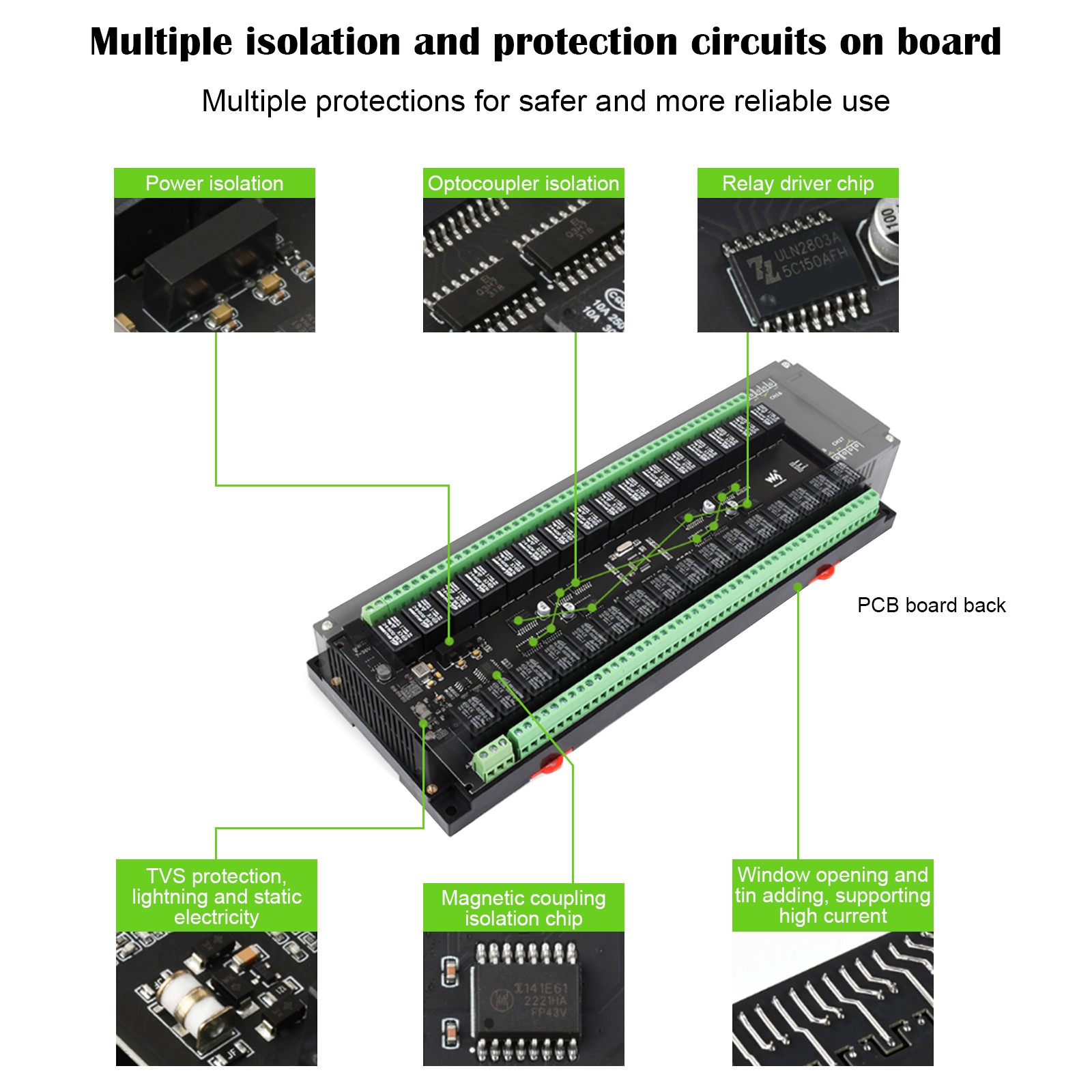 32-channel RS485 Interface Relay Module Multiple Isolation Protection Circuits·