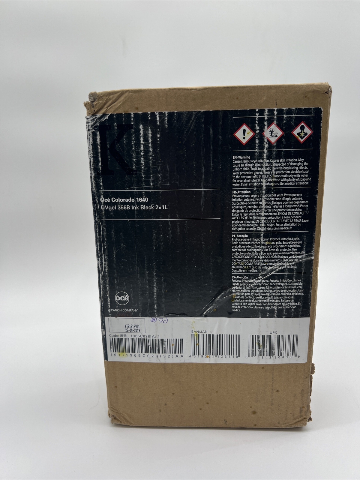 1965C028-Genuine Oce UVgel 356B Black Gel Ink for Colorado 1640 - 2x1Liter