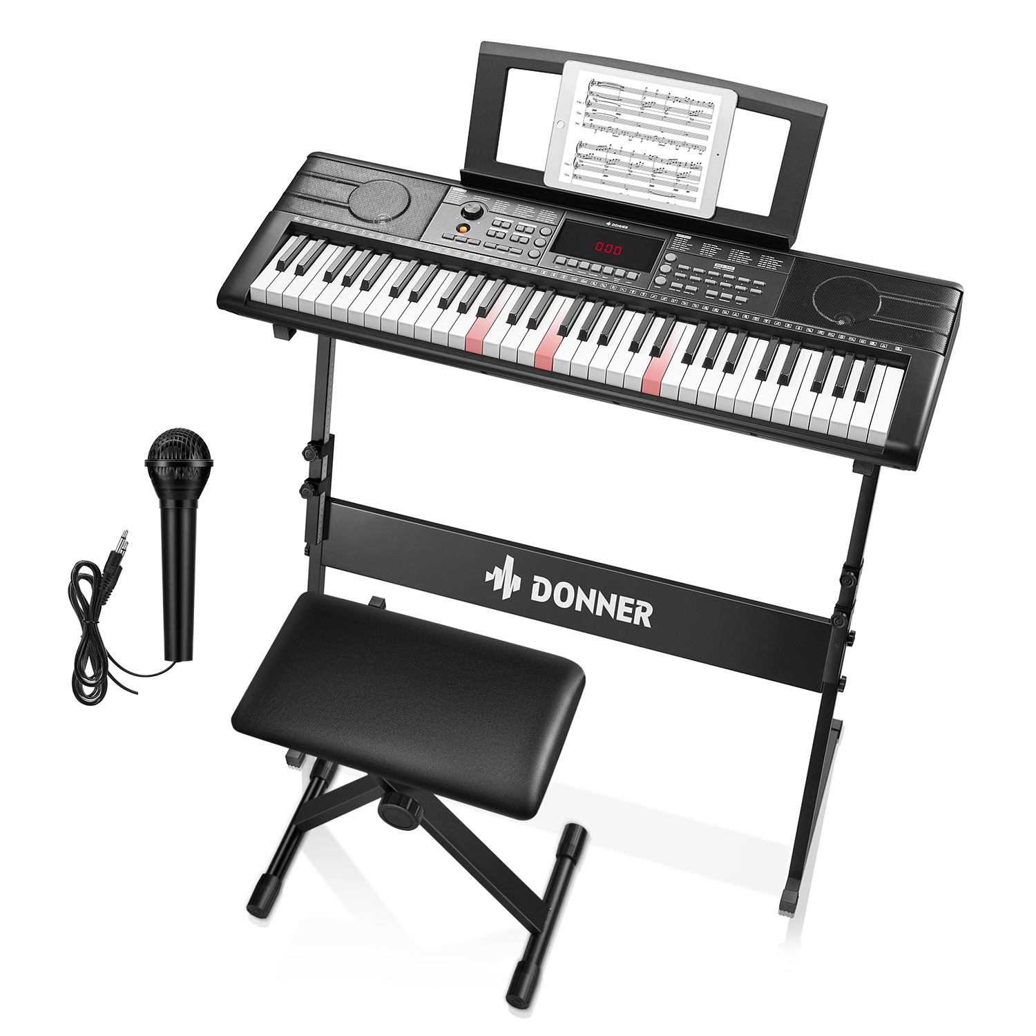 Donner DEK-300 Electronic Keyboard illuminated Lighted Key