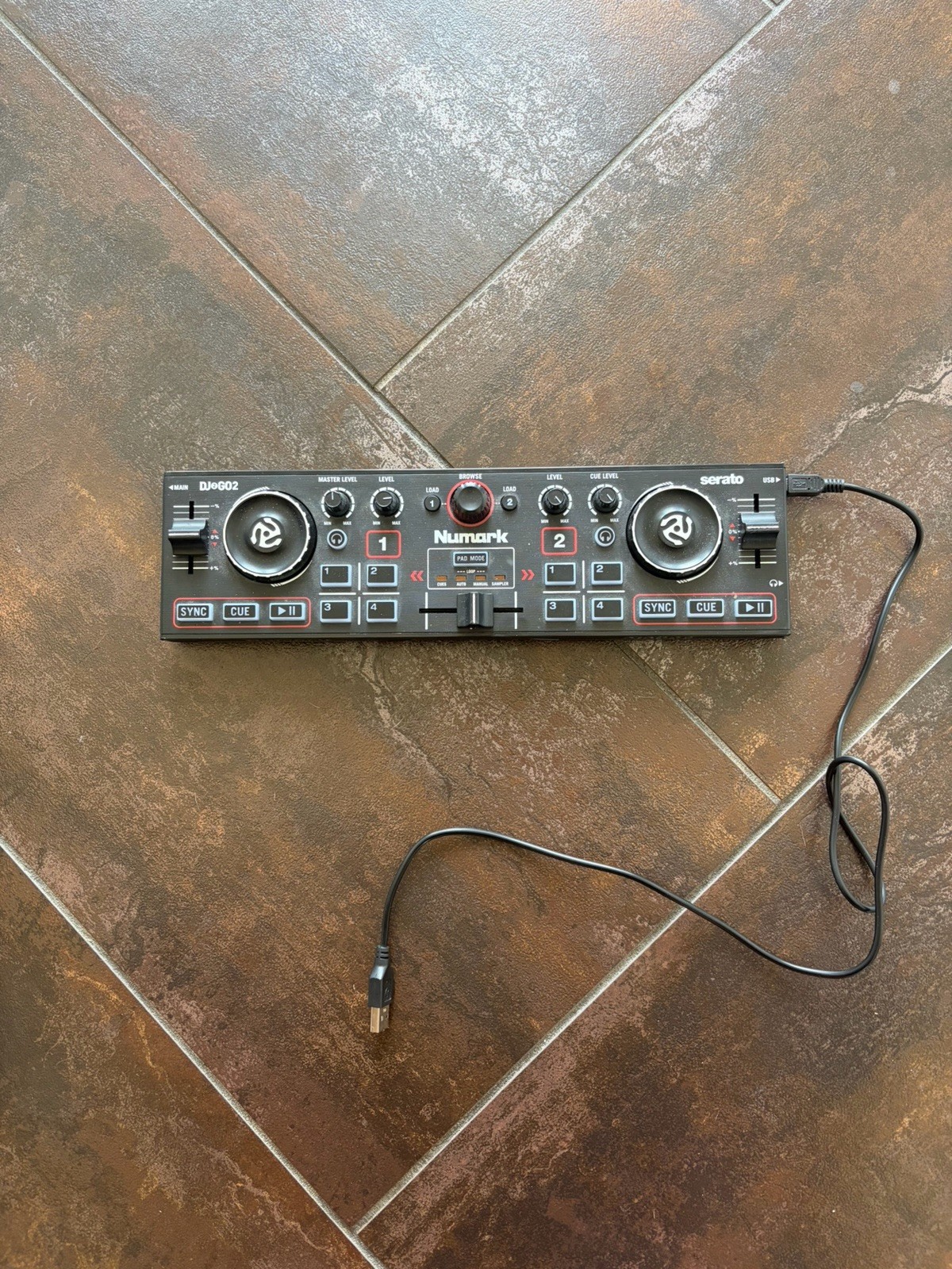 Numark DJ2GO2 2-Deck USB DJ Controller, Built-in Mixer, 8 Pads, Black