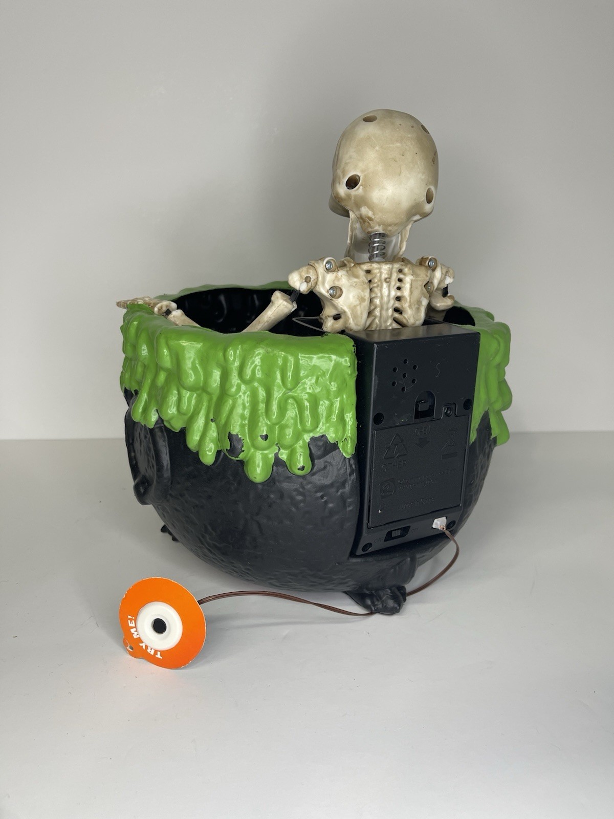 Gemmy Halloween Animated Skeleton Cauldron Candy Bowl